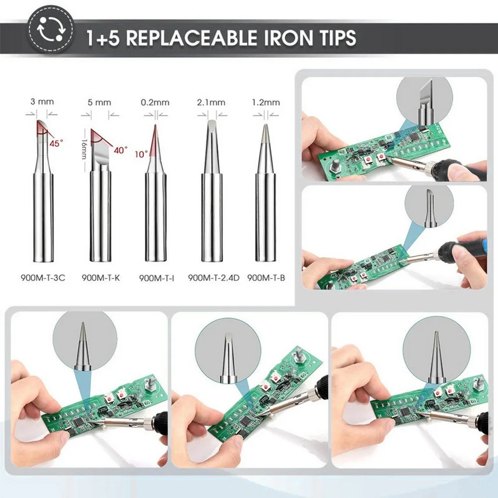 

Electric Soldering Iron Digital Display Temperature Adjustable For Heating Element tin Soldering Welding Equipment Repair Tools