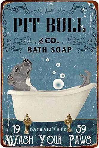 

Cattle Dog Bath Soap Metal Poster Art Tin Sign Vintage Iron Painting Creative Wall Decoration for Office Bathroom
