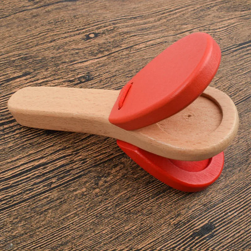 Wooden Percussion Handle Clapping Castanets Board for Baby Musical Instrument Preschool Early Educational Toys