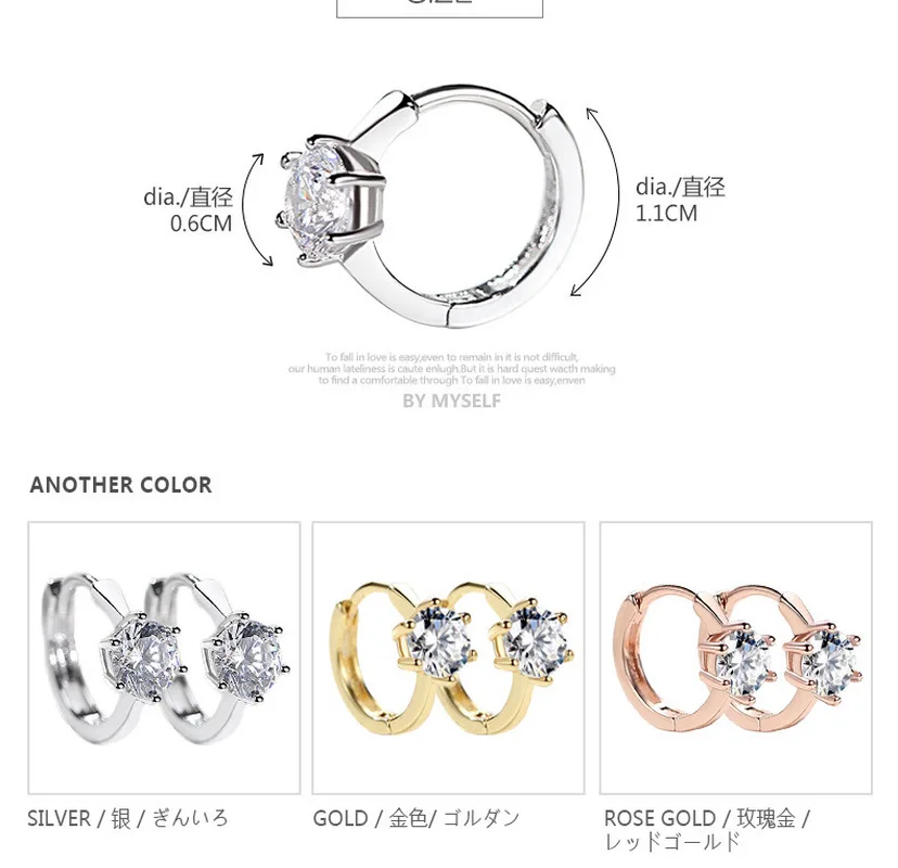 

1 Pair Women Earrings Six Claw Zircon Heart Arrow Round Earrings Ladies Copper Zircon Earrings Jewelry