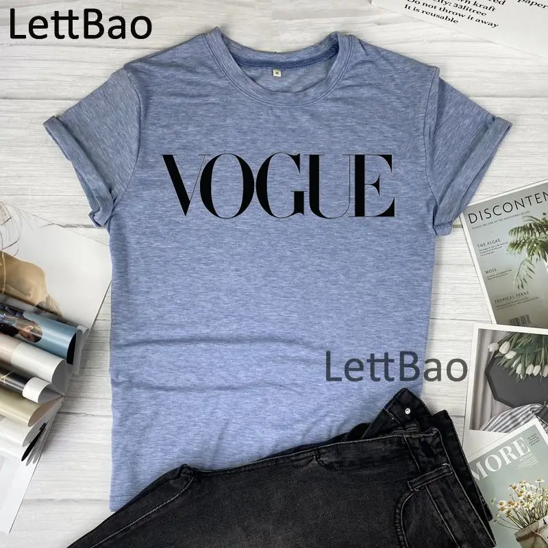 

Vogue Letter Print Women T Shirt Tee Men Tshirt Harajuku Fashion 90s Funny Tops Grunge Casual Streetwear T-shirts Tops Tees