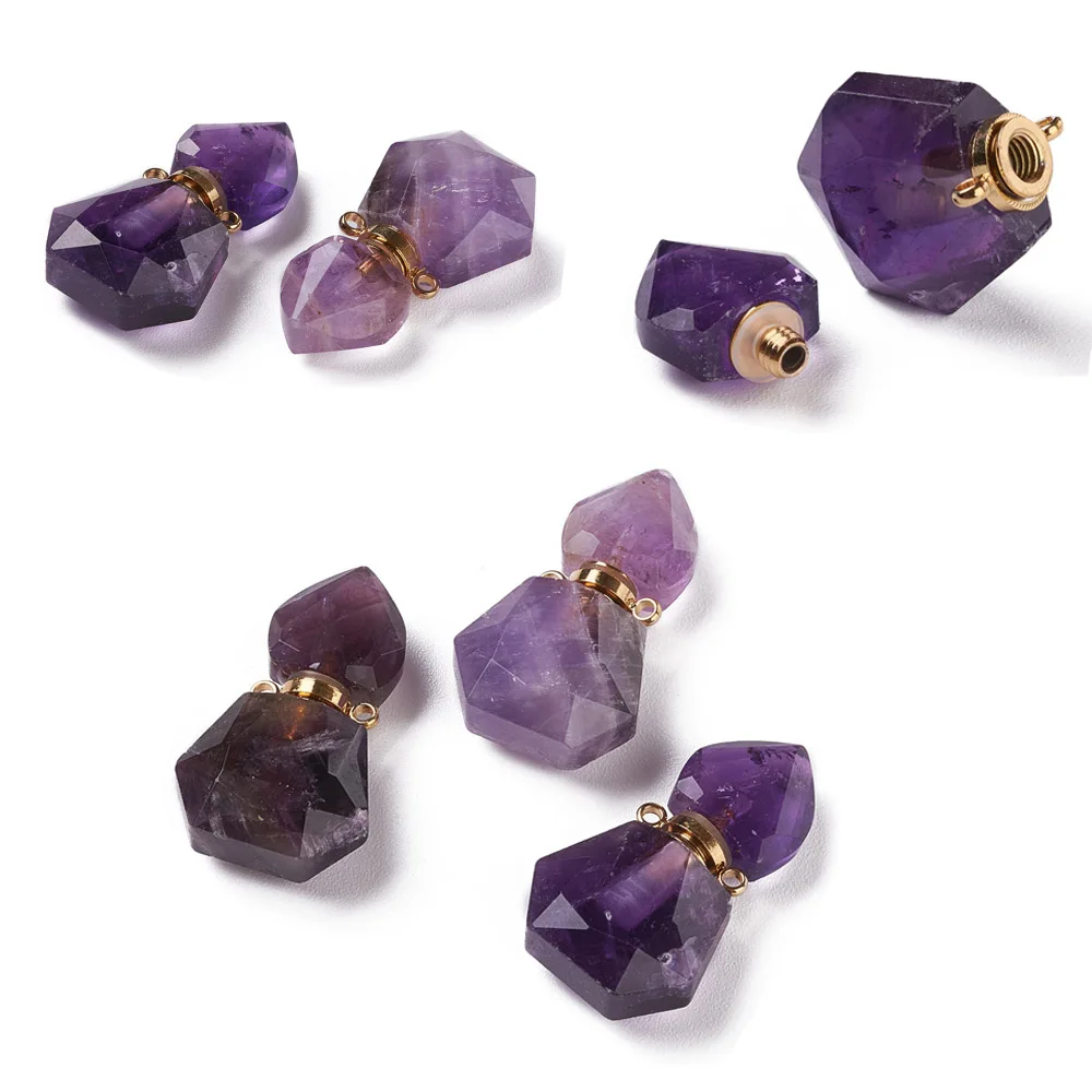 

2ML Natural Stone Essential Oil Perfume Bottle Quartz Amethysts Pendants Charms For Women Necklace Jewelry Romantic Gift