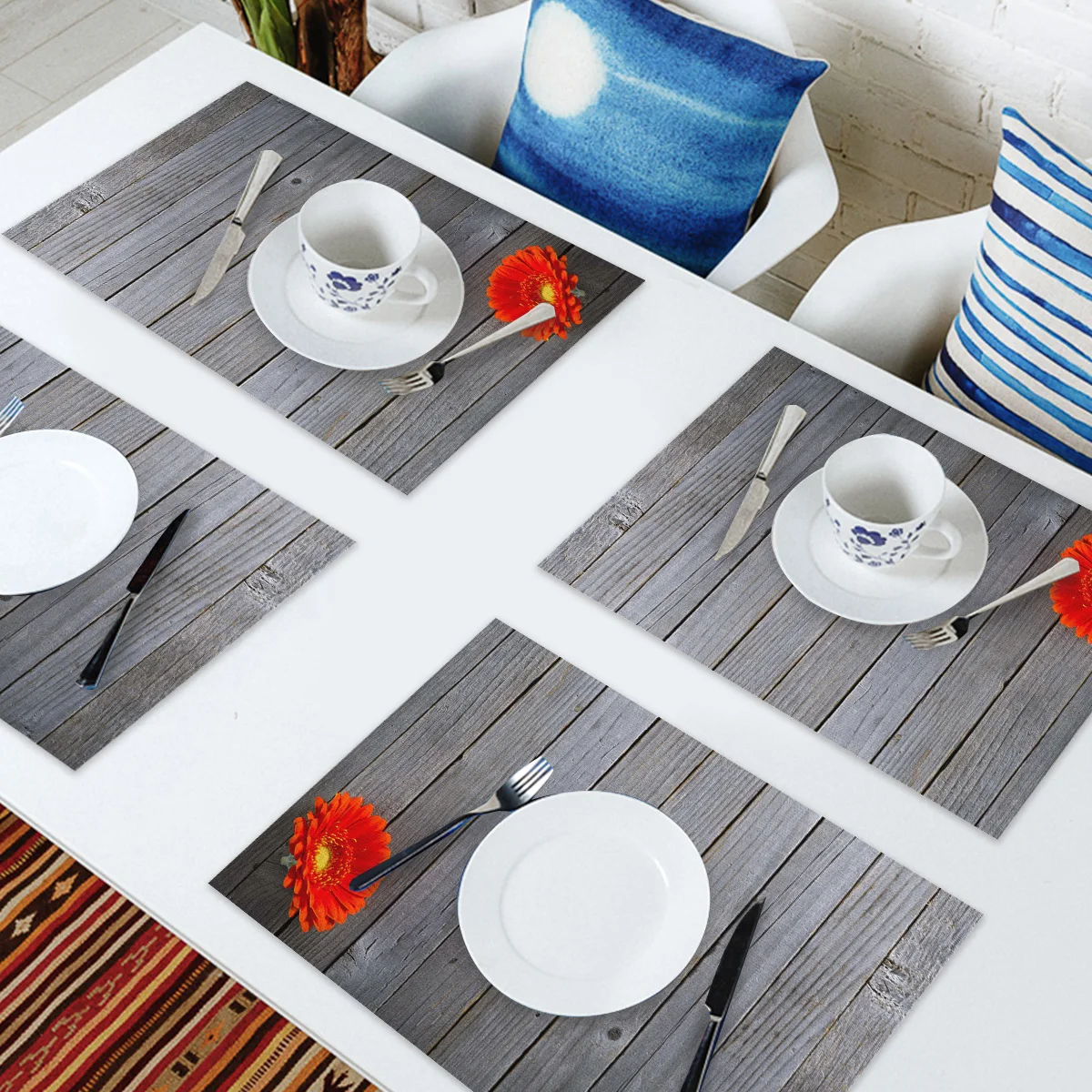 Набор 4/6 столовых приборов для обеденного стола Африканский красный коврик с