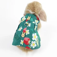 dropshipping pet dress adjustable neck circumference with traction rope cotton rabbit guinea pig clothes for small animal