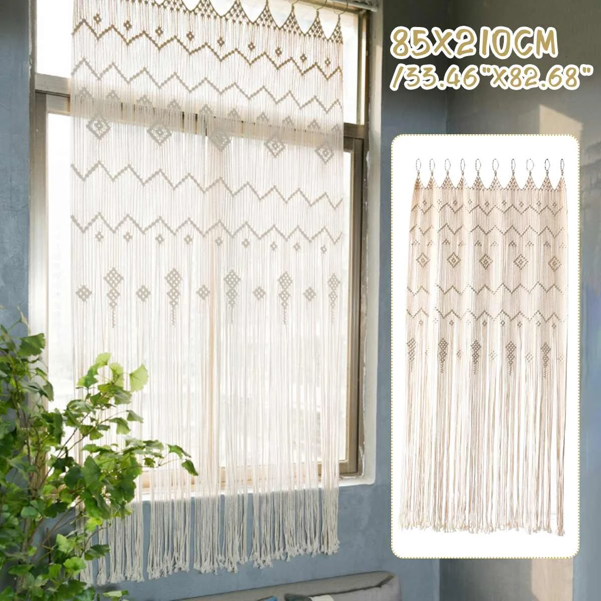 

Bohemia Macrame Hanging Tapestry Wall Room Door Window Curtain Wedding Backdrop Art Hand-Made Dyed Tapestry Home Decoration Gift