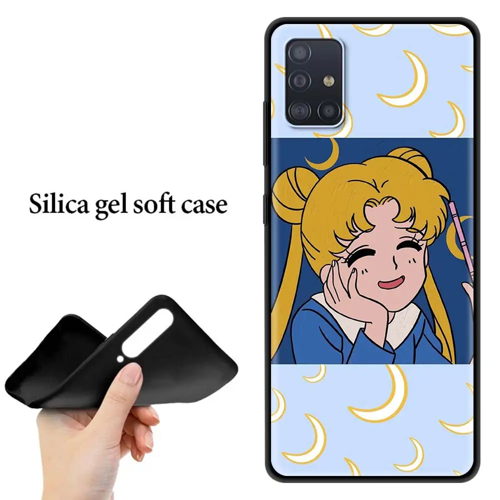 

Cartoon Sailor Moon Simple Case For Samsung Galaxy A51 A71 A21s M31 A31 A91 A41 A42 A21 M51 M21 F41 Cas Black Shell Phone Coque