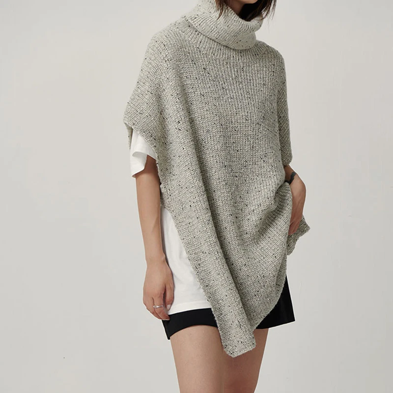 TWOTWINSTYLE Korean Minimalist Women's Sweaters Turtleneck Short Sleeve Button Warm Thick Female Sweater Autumn Fashion New 2019 | Женская