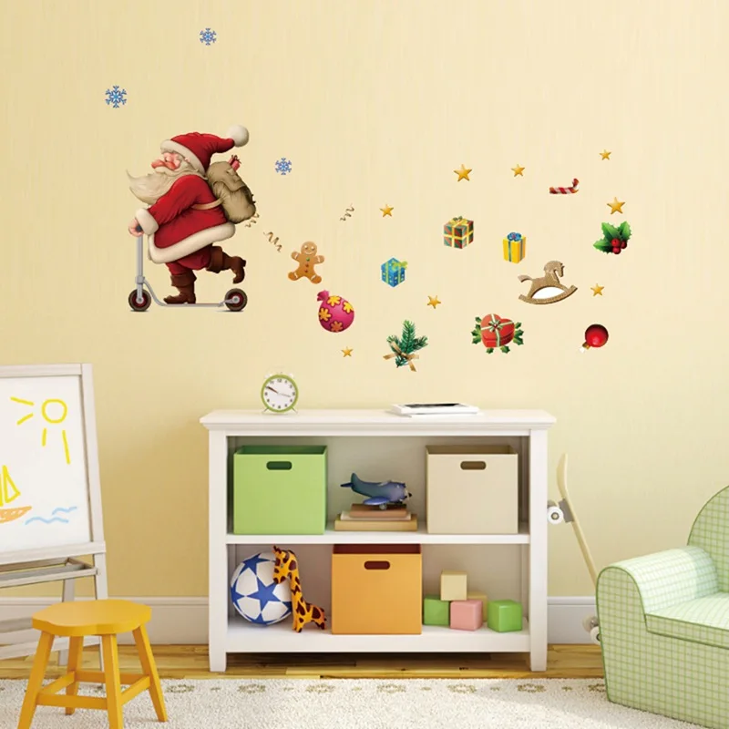 

2019 New Year Christmas Santa Claus Household Wall Decals Sticker Shop Window Santa Murals Xmas Poster Decoration Party Supply