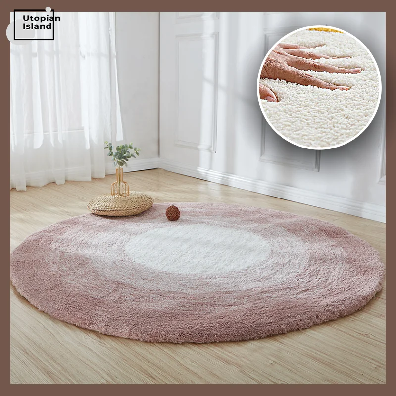 

Solid Color Carpet Modern Living Room Furry Baby Bedroom Carpet Plush Pink Carpets Nordic Fluffy Rug Round Mat For Children