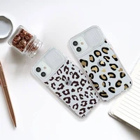fashion luxury leopard print phone case transparent for iphone 7 8 11 12 x xs xr mini pro max plus slide camera lens protect