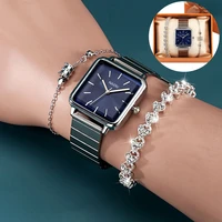 womens bracelet watches elegant silver bracelet gift set for women quartz watch luxury ladies stainless steel montre femme