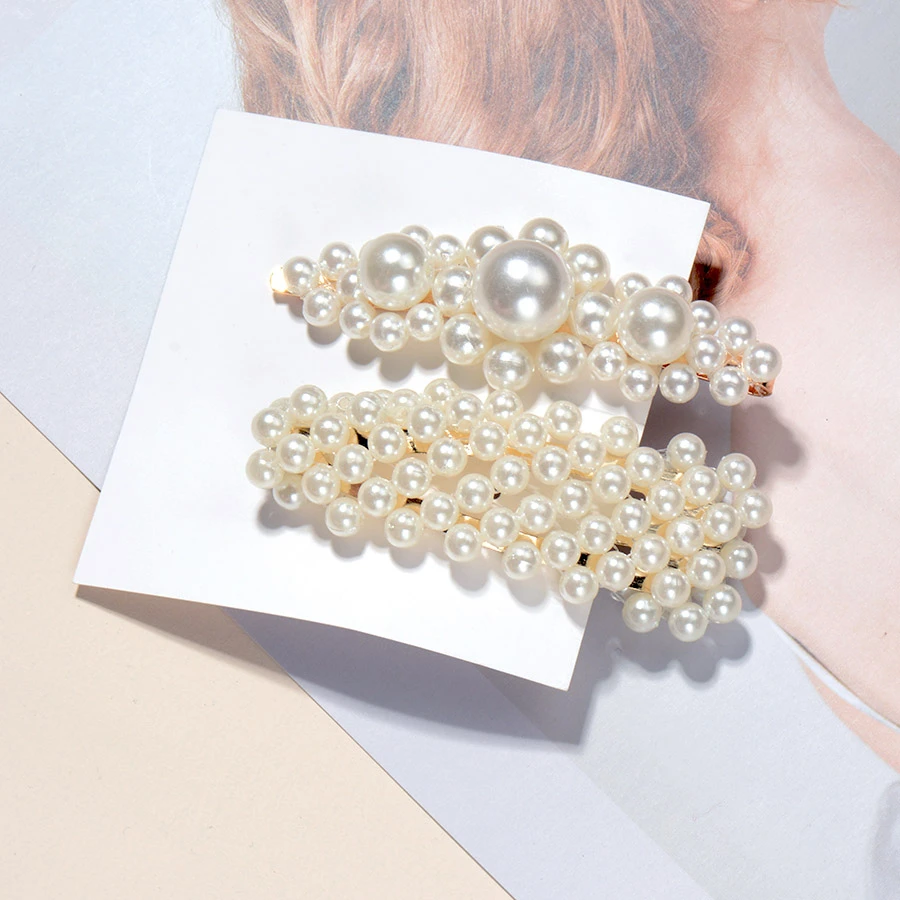 M18-2pcs Gold Модные заколки для волос женские жемчужные заколки для волос свадебные ювелирные аксессуары Mujer Корейский стиль Золотой головной убор Набор для девочек - Цвет: M18-2pcs Gold