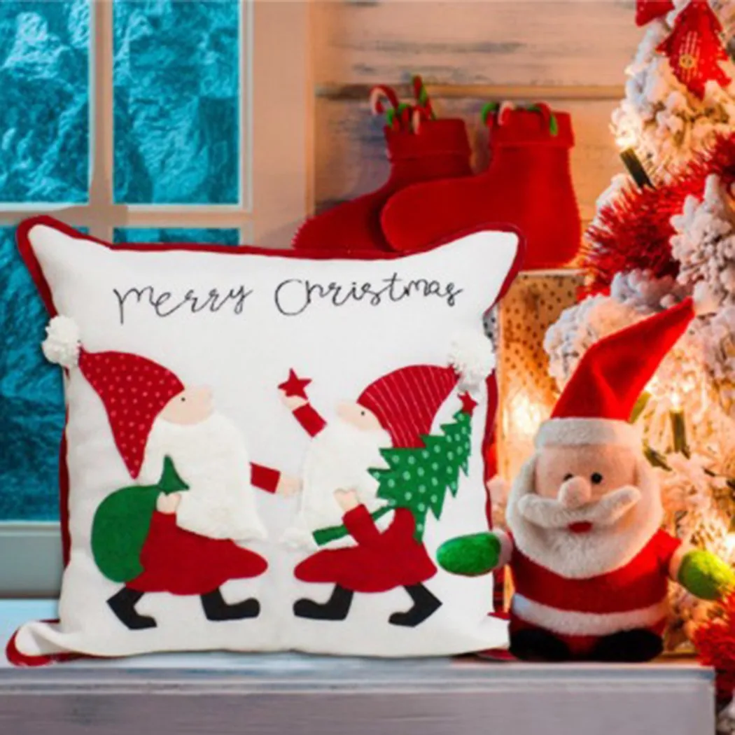 

Christmas Cushion Cover Christmas Pattern Embroidery Pillow Case For Home Xmas Ornament Navidad Gifts New Year 2022 45*45cm