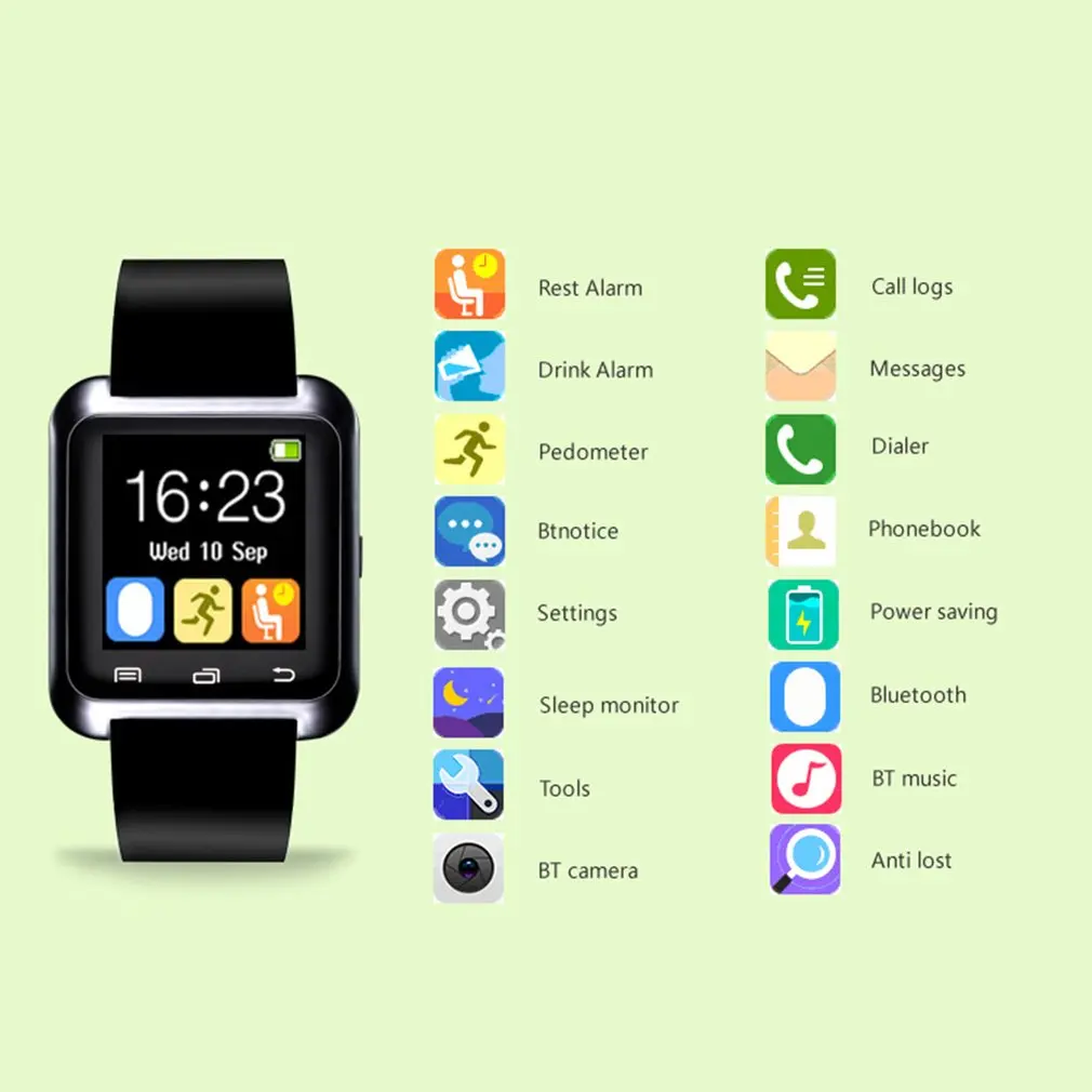 U80 Smartwatch Bluetooth фитнес Шагомер монитор сна напиток Сидячий напоминание носимое