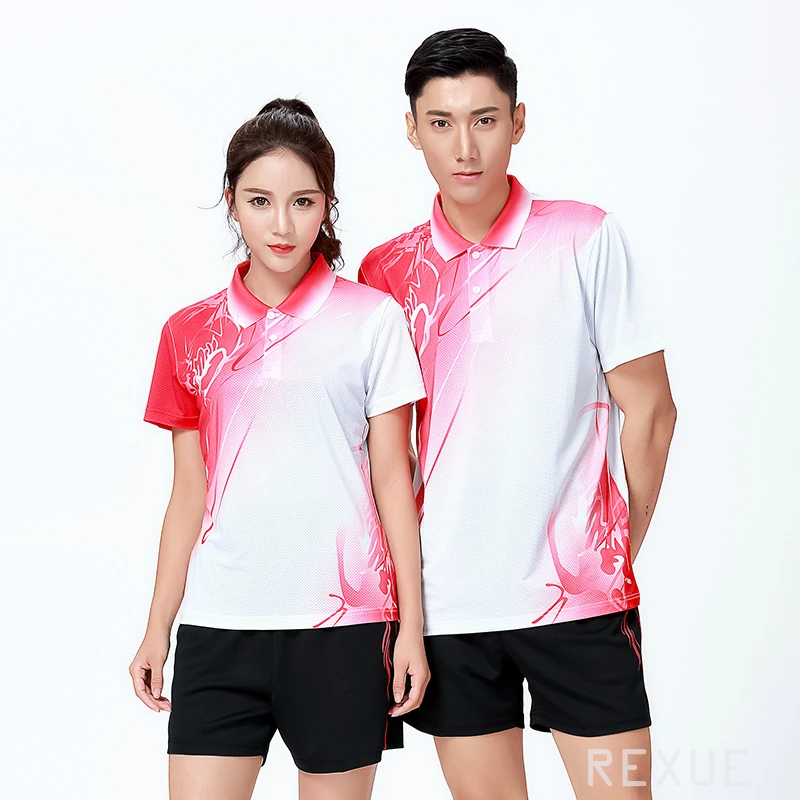 

Ladies Polyester Casual Quick Dry Sportswear T-shirt Women/Men's Table Tennis Shirt New Sports Shirt Polo Badminton Wear Shirts