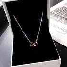 Ожерелье из титановой стали цвета розового золота, новогодний подарок, ожерелье из серии с узором, женская мода, простой геометрический узор, кулон, ювелирные изделия