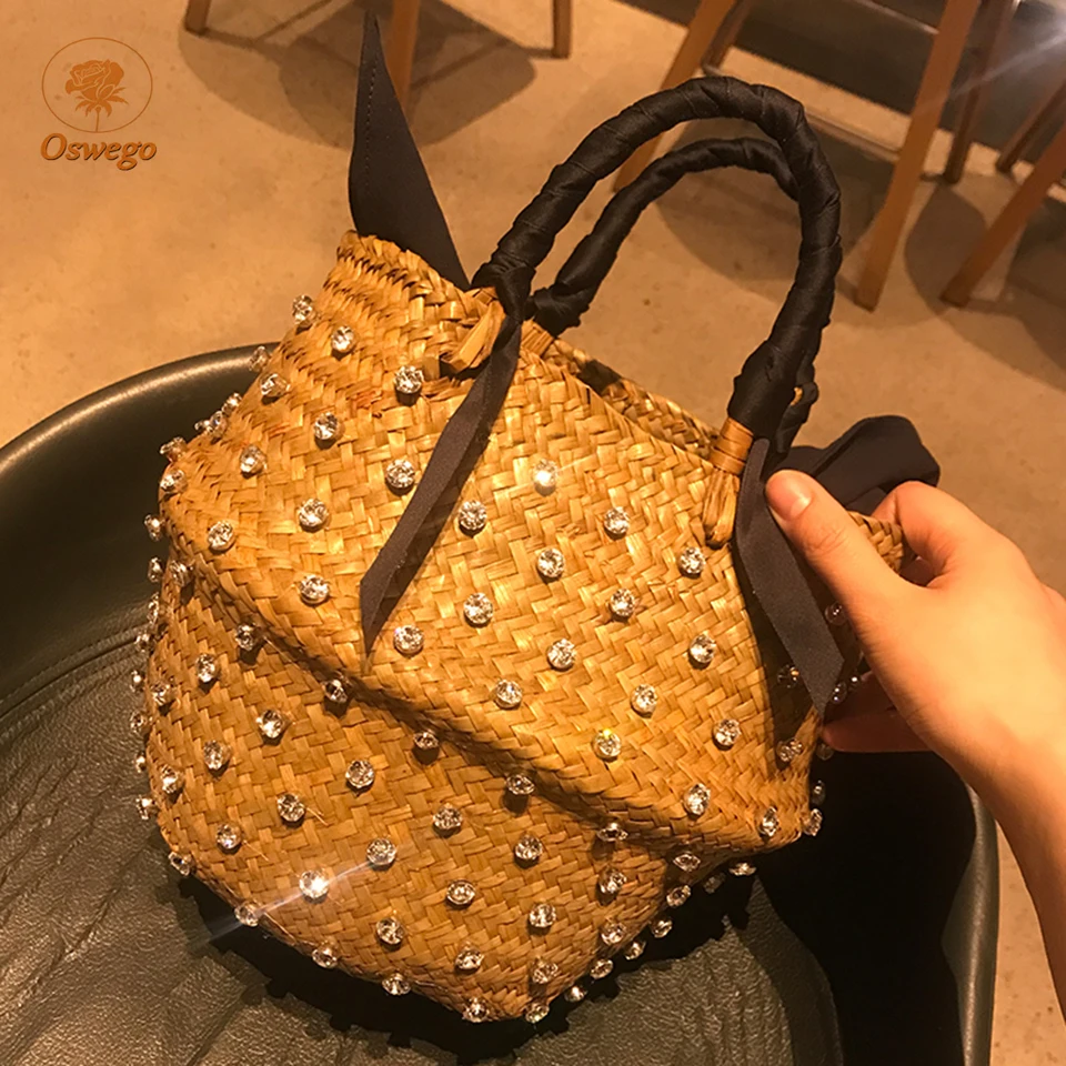 

Женская плетеная Сумка Oswego, модная плетеная пляжная сумка на плечо из ротанга в богемном стиле для путешествий, лето 2020