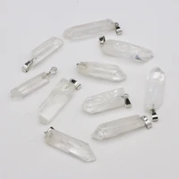 natural white crystal stone pendants irregular raw clear quartz necklace accessories for jewelry making bracelet stone charms