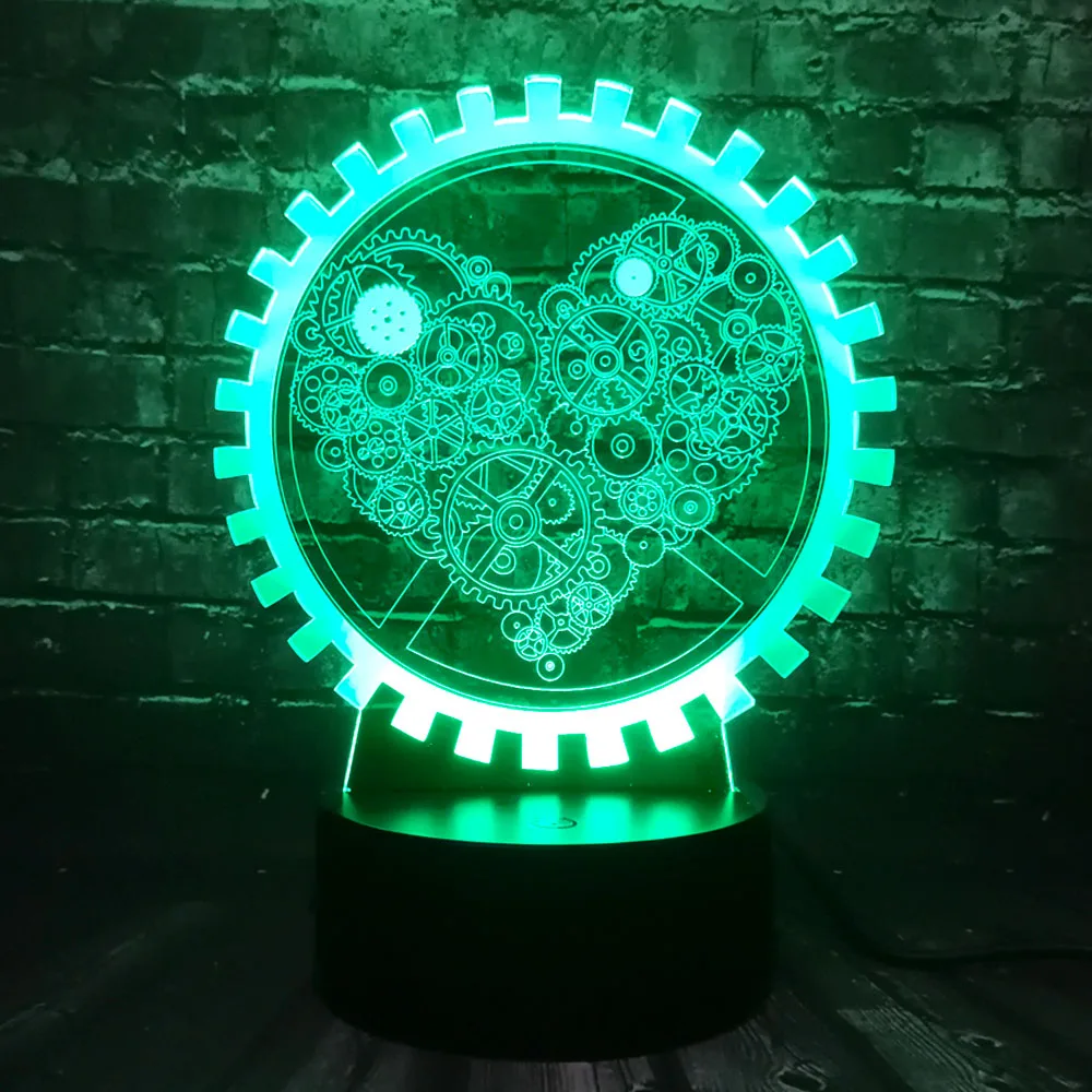 Новый инновационный гаджет Механическая Шестерня Любовь 3D светодиодный USB лампа