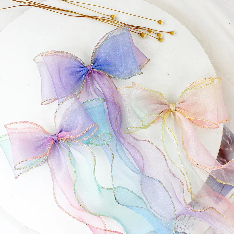 Horquilla con adorno de lazo para ni&ntilde;a, horquilla con doble gradiente, corona, Clip de pico de pato, pasadores adorables y dulces, accesorios para el cabello para beb&eacute;-1