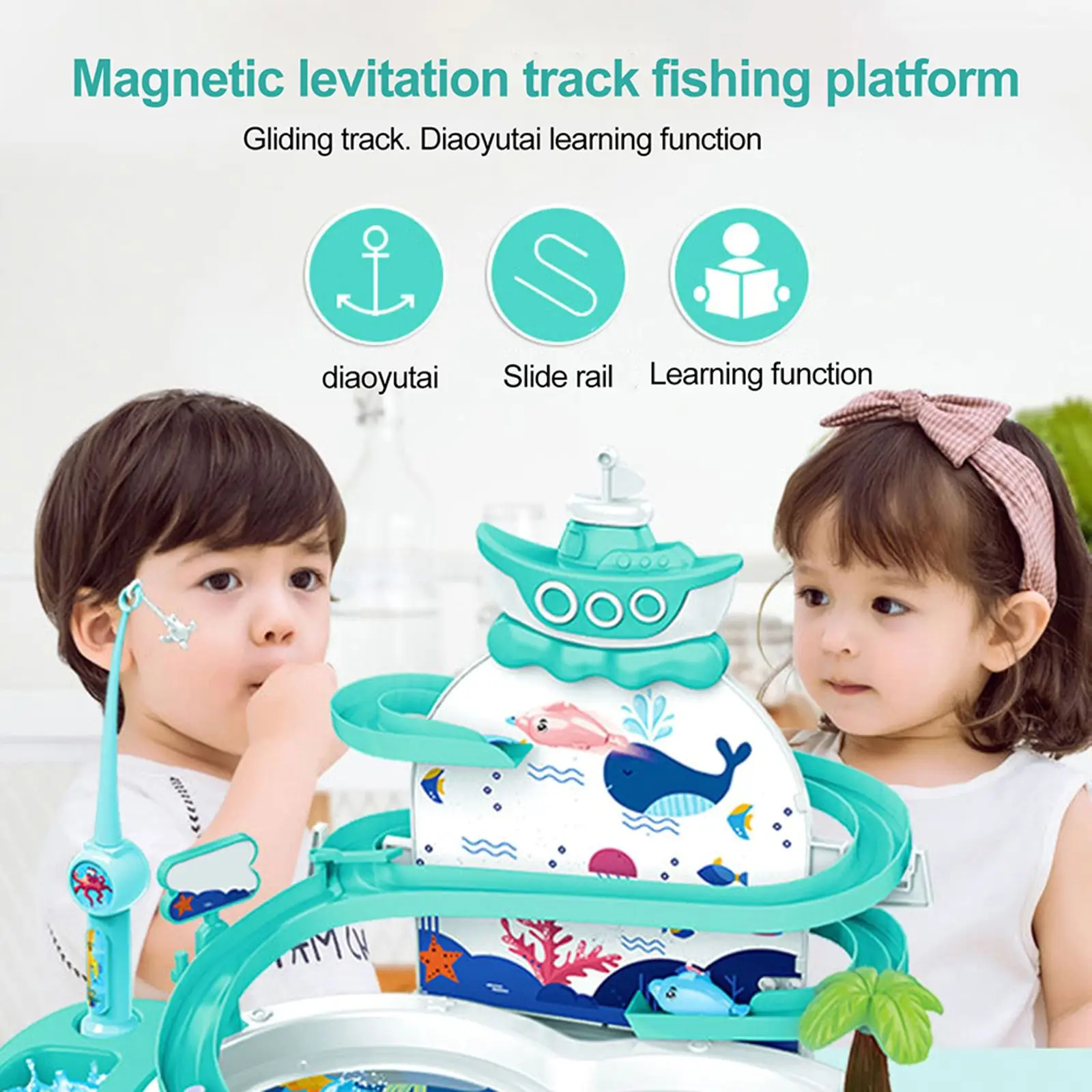

Children'S Educational Fishing Toys Electric Cute Fishing Game Table Multifunctional Magnetic Levitation Track Fishing Pond