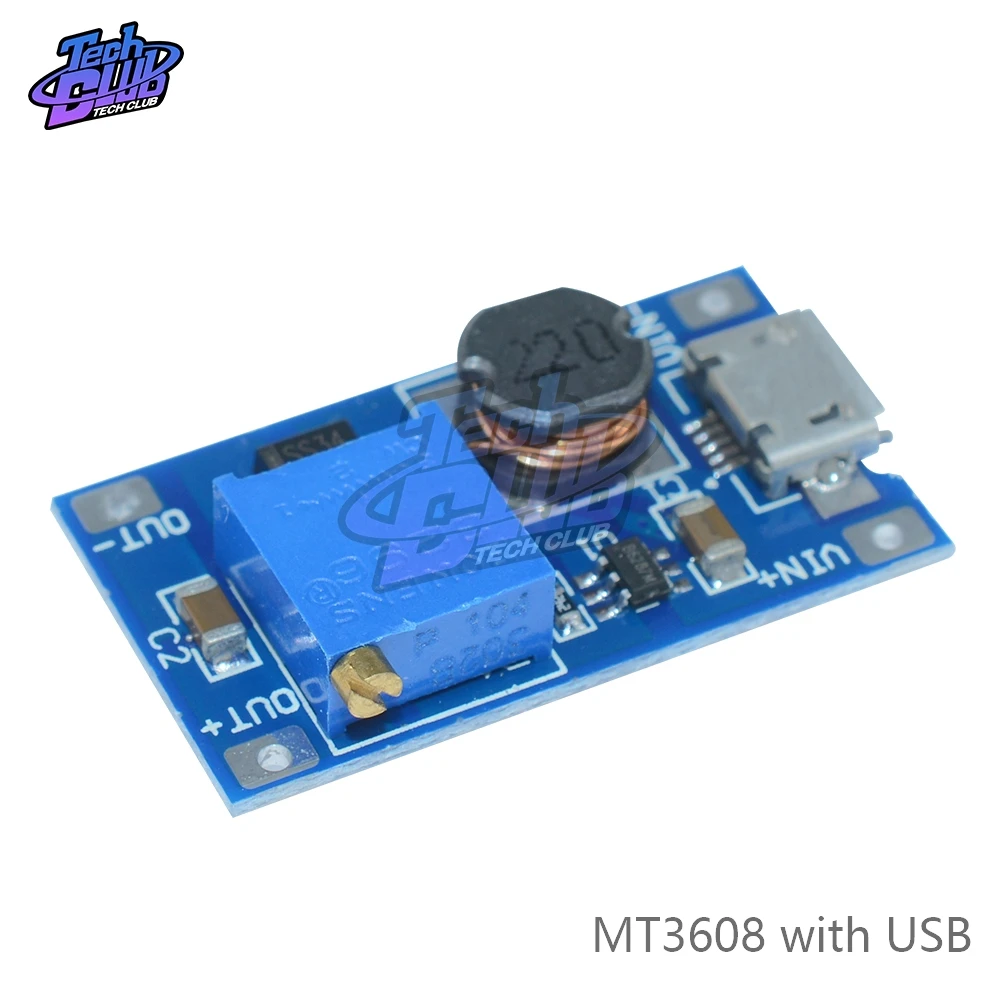 Повышающий Модуль питания MT3608 DC повышающая плата с максимальным выходом 28 в 2 А
