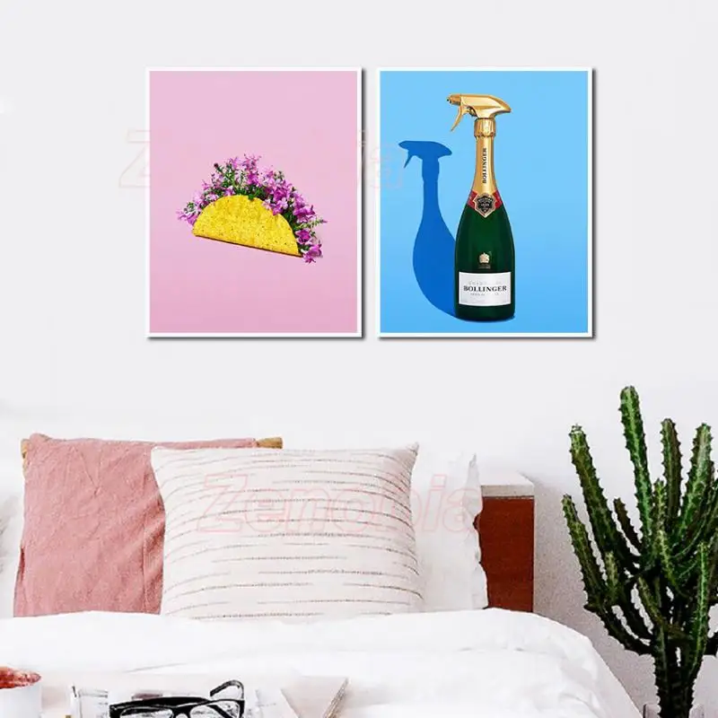 

Nordic Minimalist Poster Flower and Wine Canvas Painting Wall Art Home Decoration Hd Print Pictures for Bedroom and Living Room