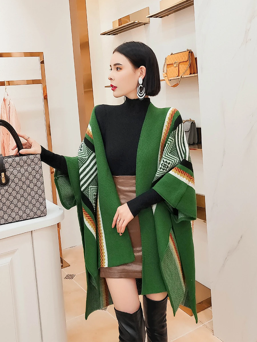 [EWQ] 2019 осень зима новый шарф воротник высокое качество цветной блок полосатый