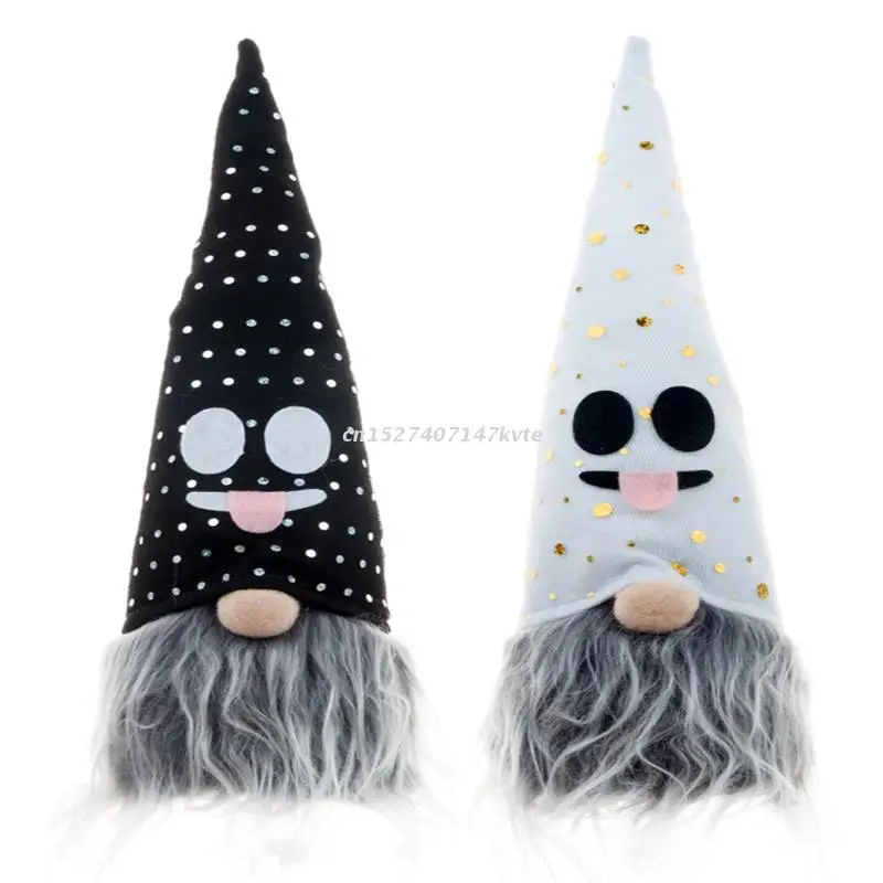 

15 Inch Halloween Gnome with LED Light Handmade Plush Swedish Gnomes Sitting Tomte Nordic Figurine Holiday Party Decorations