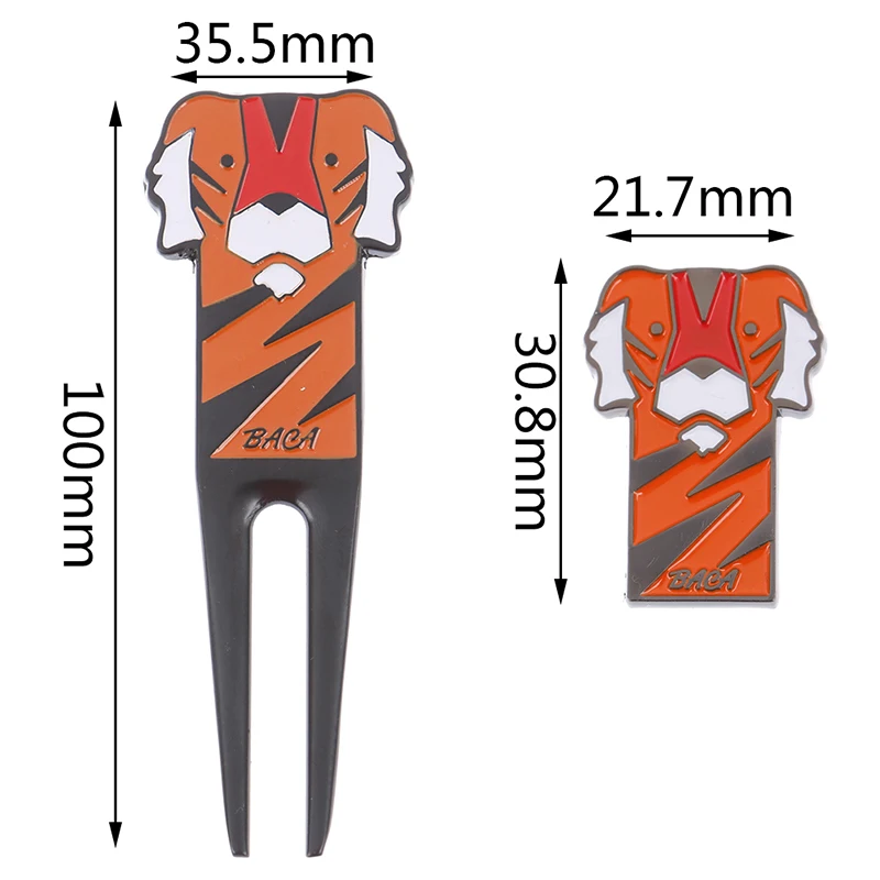 

Golf Green Fork Durable Anti-scratch Zinc Alloy Cartoon Tiger Pattern Golf Pitch Repairer Divot Tool for Golf Sports