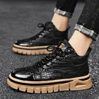 Мужские ботинки Martin из блестящей кожи, простая атмосферная обувь на толстой подошве, Повседневные высокие туфли на шнуровке, Осень-зима