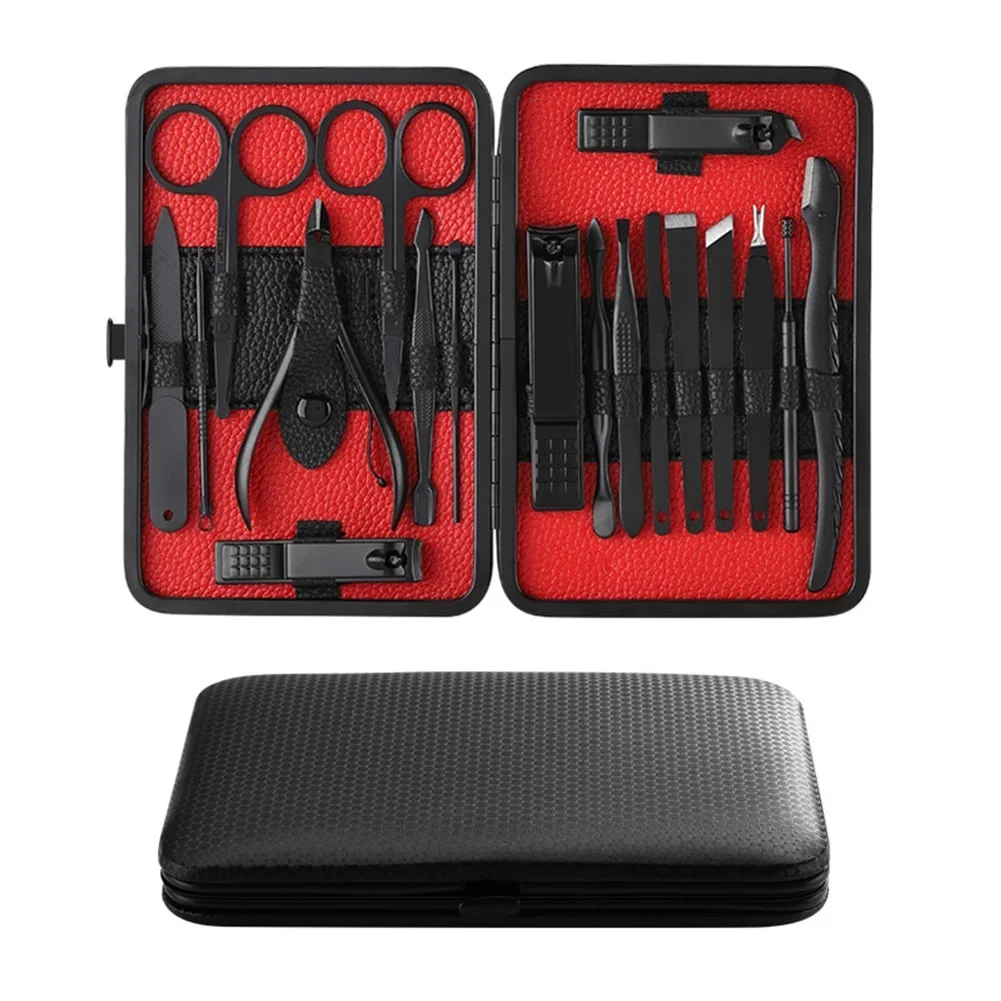 

Manicure Kit Nail Clippers Set 18 in 1 Grooming Kit Stainless Steel Professional Pedicure Kit,Nail Scissors,Nail File, Tweezers