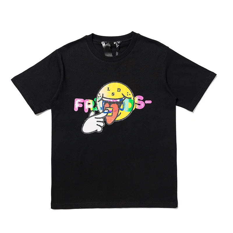 

VLONE men t shirt 100% cotton streetwear Women's T-shirt USA summer Short sleeve brand hip hop tshirt Smiley friends