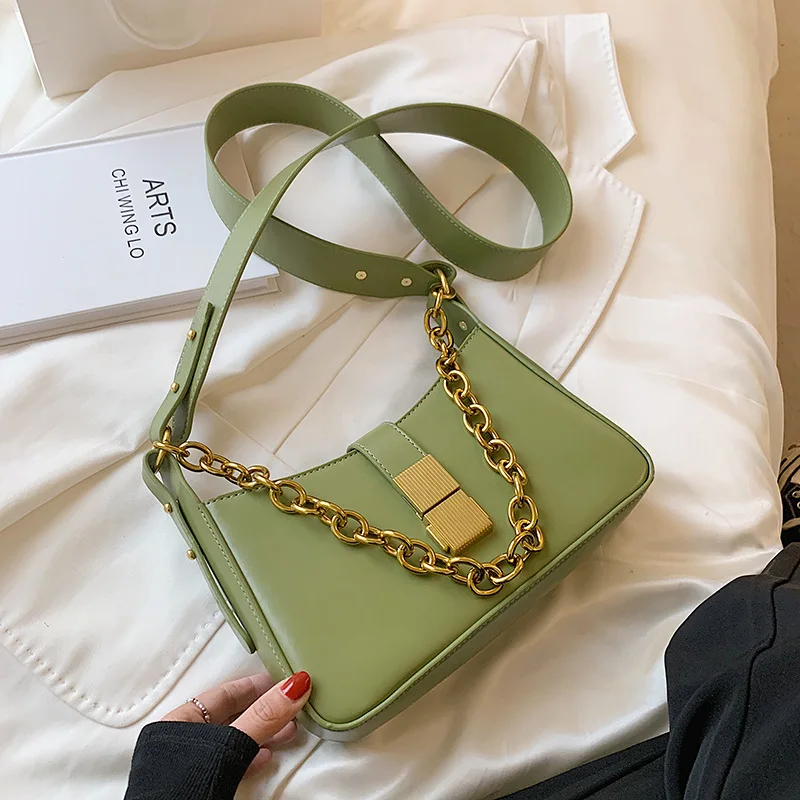 

Solid Color Pu Leather Women's Handbag 2021 Chain Shoulder Bag For Women's Totes Pu Leather Ladies Crossbody Bags Bolsa Feminina