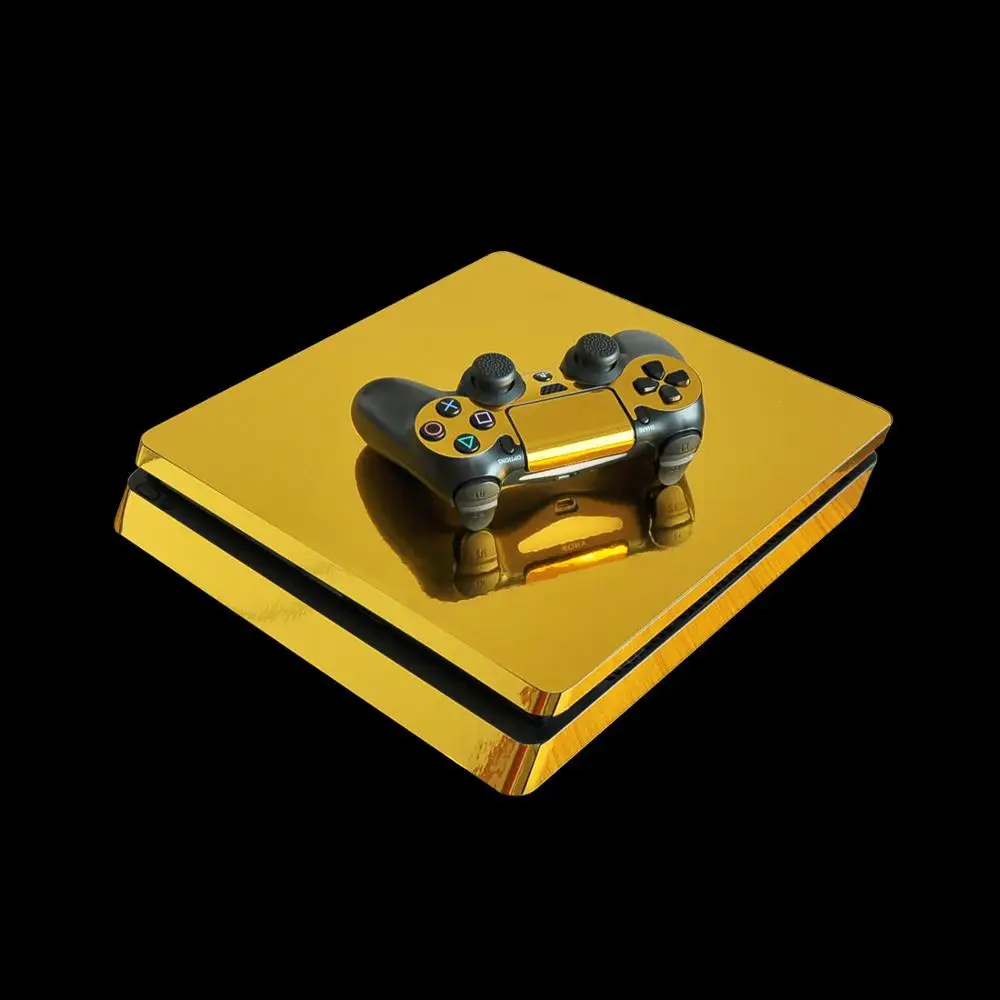 Фото Металлическая матовая Золотая тонкая наклейка для PS4 s Play station 4 наклейки PlayStation
