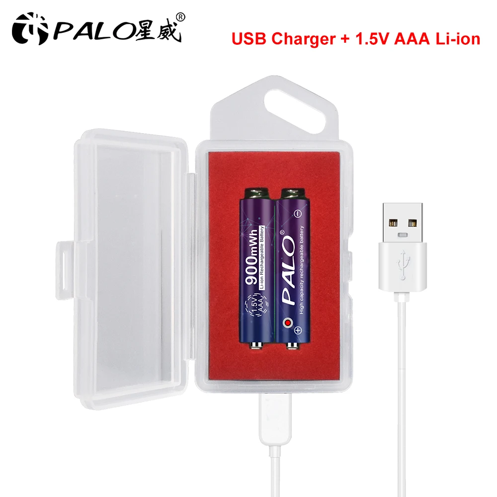 PALO 1 5 v aaa литий ионная аккумуляторная батарея 900mWh AAA + Usb зарядное устройство для