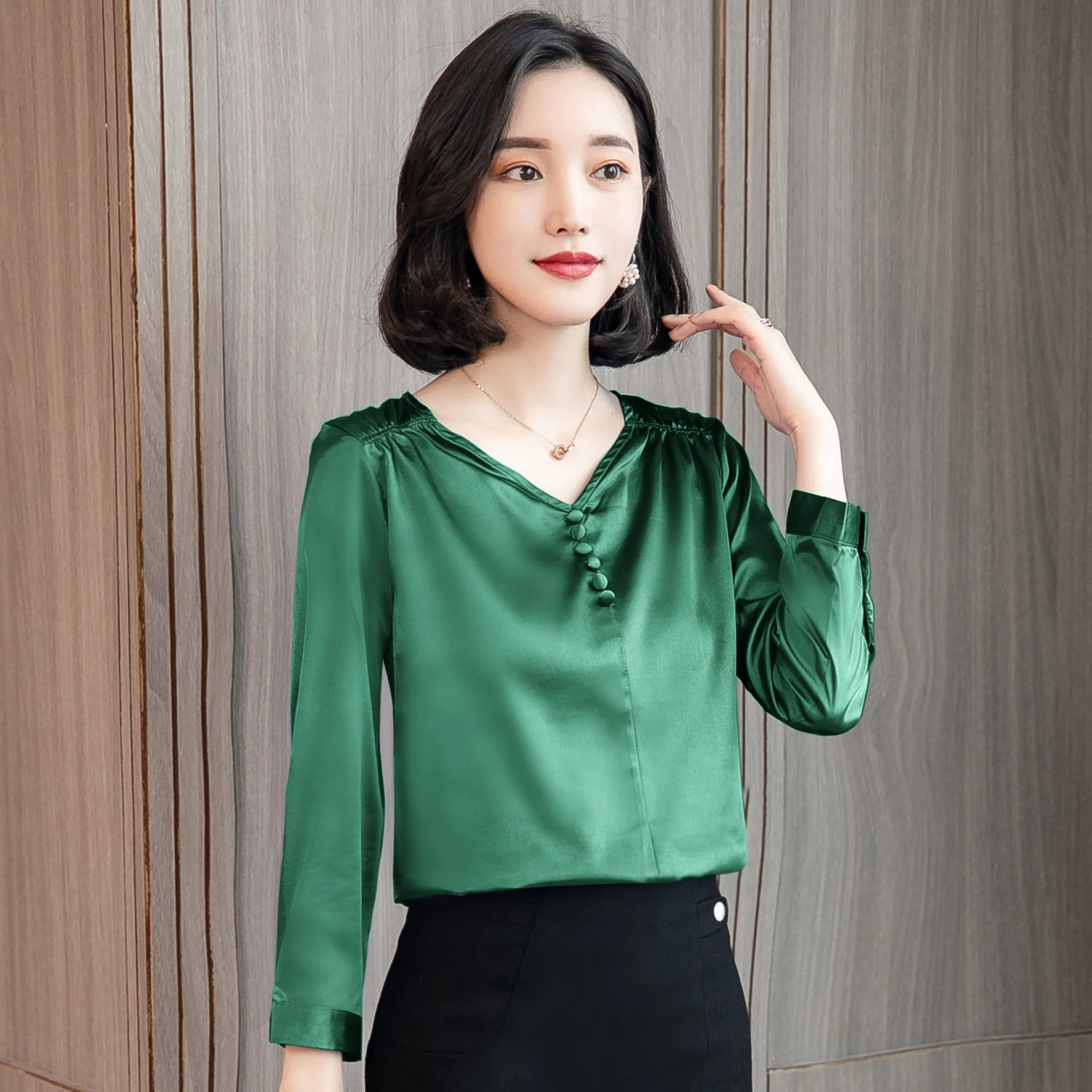 2019 весенне летняя модная повседневная элегантная однотонная шифоновая блузка