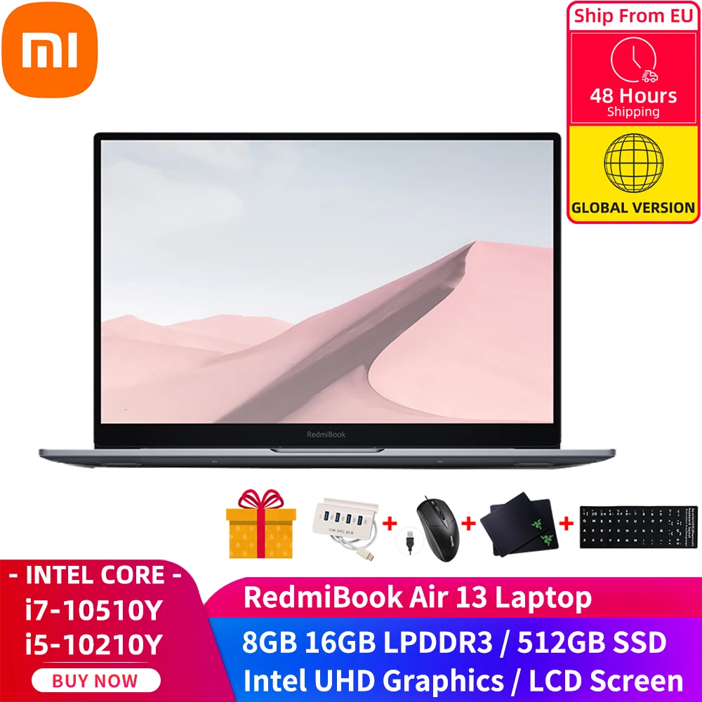 Xiaomi RedmiBook Air 13 Ноутбук 10 й Intel Core i7 10510Y 16GB/ i5 10210Y 8GB/16GB LPDDR3 512G SSD Двухканальный RAM 3