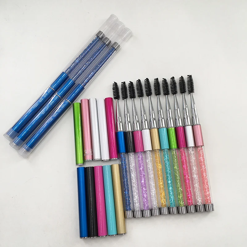 Ful Metal Handle Metal Cover Spoolie Retractable Mascara Wand Eyelash Brush With Cap For Eyelash Extensio