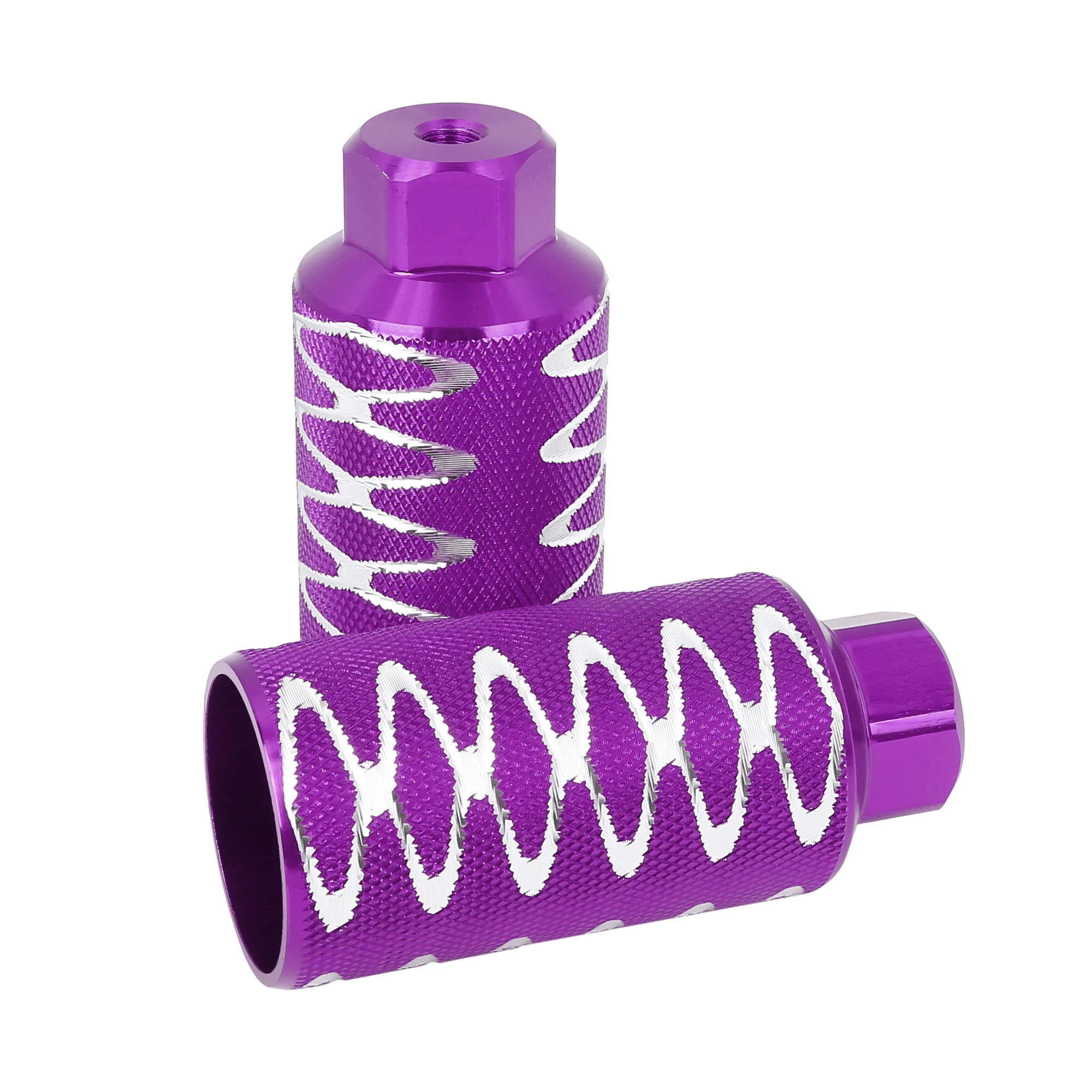 

Uxcell 1 Pair Round Wave Stripes Bike Axle Rear Foot Pegs Aluminum Bicycle Socle Pedal Fit 3/8 Inch Cycle Equipment
