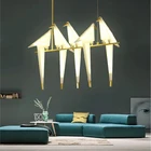 Подвесной светильник в скандинавском стиле, Золотая клетка для гостиной, спальни, подвесной кухонный светильник в виде оригами для столовой, светильник для бумажного домика