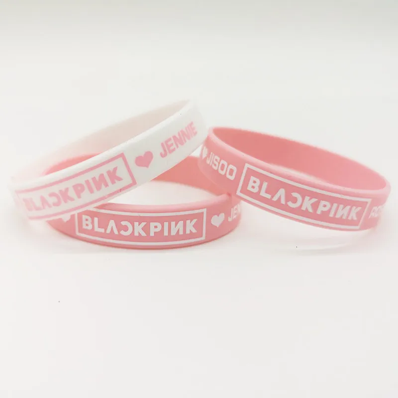 Kpop Blackpink Lisa Rose Jennie Jisoo имя наручная повязка с рисунком силикагель такой же браслет белый розовый цвет
