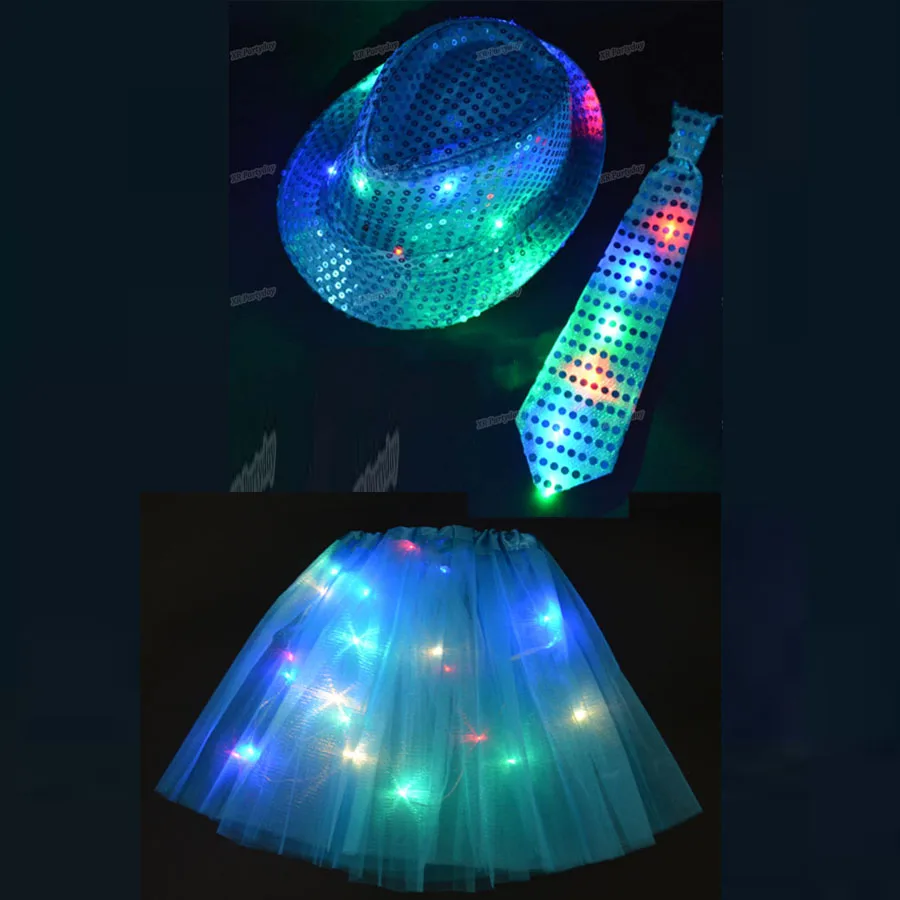 Для женщин и девочек светодиодный вечерние мигает Джаз Шляпа Блесток Кепка