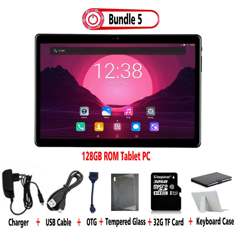 128G ROM Keyboard 10 дюймовый планшетный ПК 1920*1200 ips 2.5D закаленное Стекло Deca Core, размер экрана 6 ГБ Оперативная память 128 Гб Встроенная память 4 аппарат не привязан к оператору сотовой связи Android 8,1 Bluetooth, Wi-Fi, 13MP gps+ подарки - Комплект: 128G ROM Keyboard