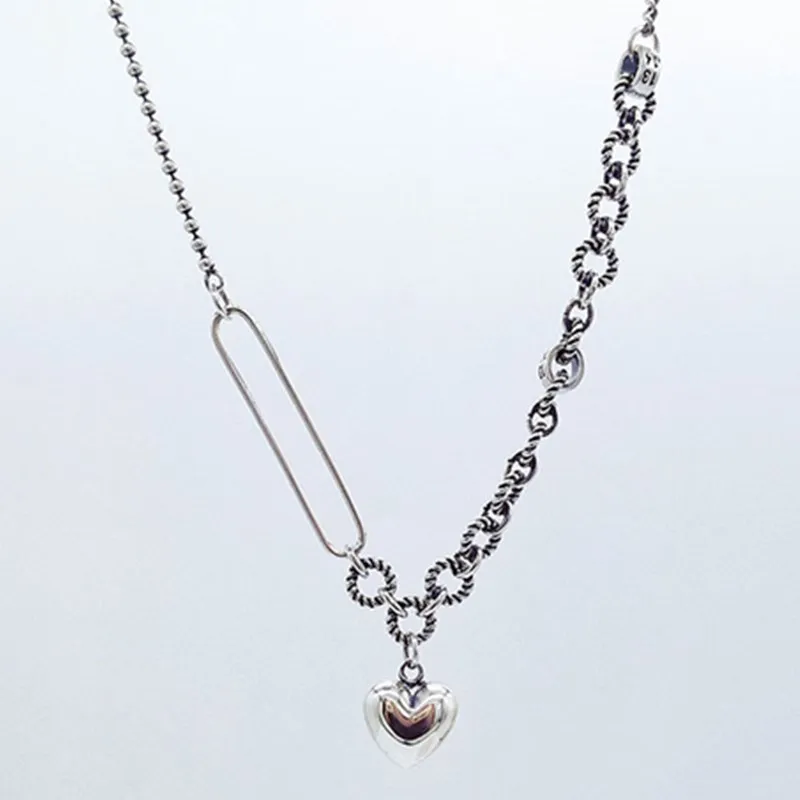 Новое поступление винтажное ожерелье в форме сердца Смешанная цепочка 925 пробы