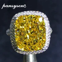 pansysen 100 925 sterling silver radiant cut 8ct 3ex vvs citrine sapphire created moissanite gemstone wedding engagement ring