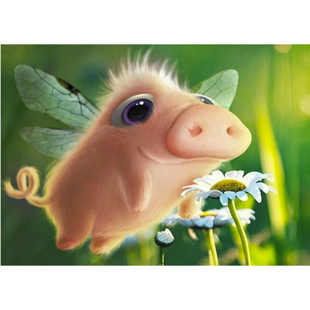 Квадратная Мозаика из страз картина в виде свиньи мультяшная 5d алмазная вышивка