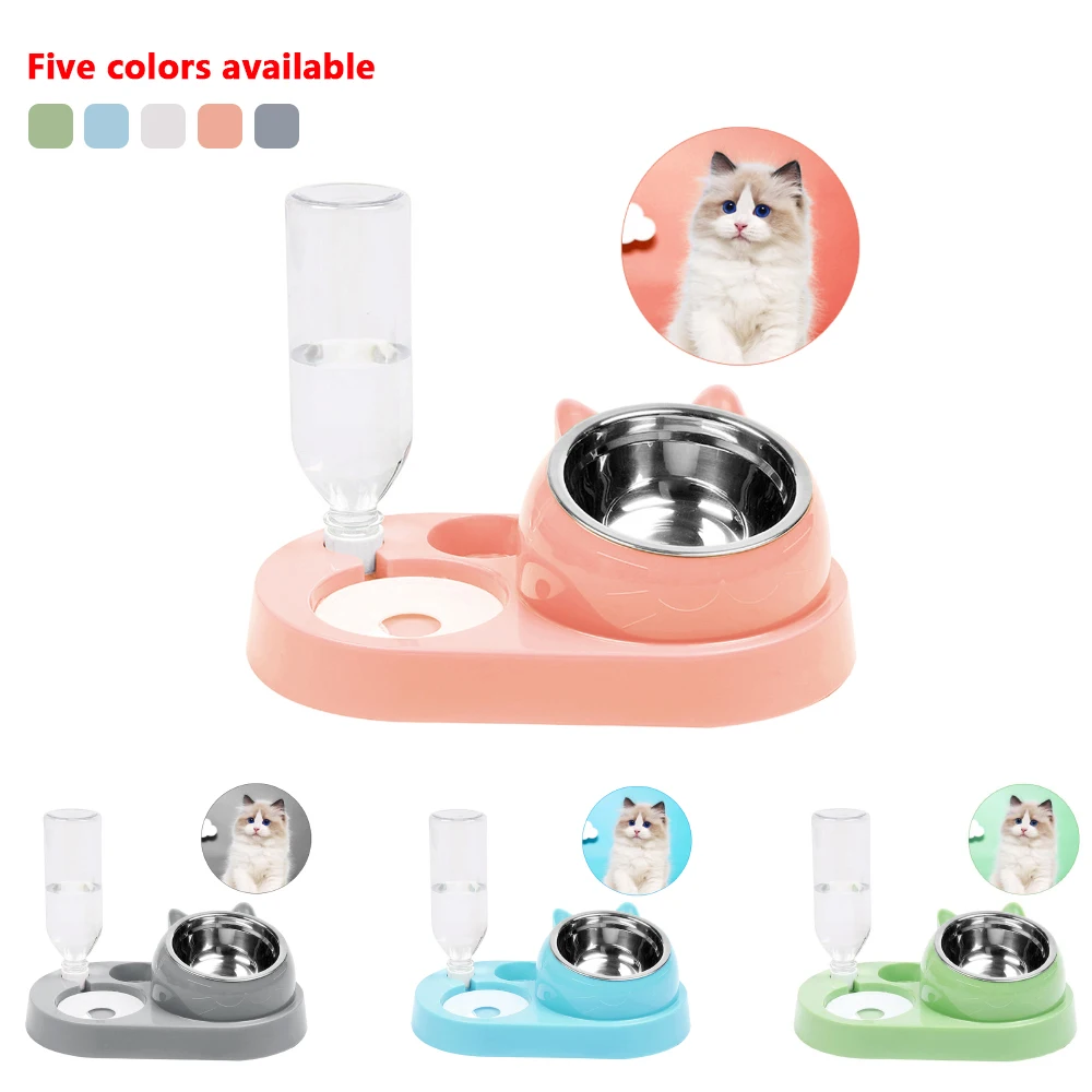 

Pet Bowl Automatic Feeder Dog Cat Food Pots With Water Dispenser Pets Supplies Suministros Para Perros