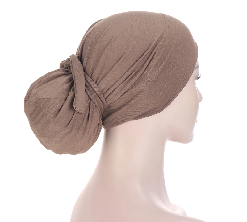 

Stretchy Indian Cap Women Satin Lining Chemo Cap Muslim Cotton Turban Hat Beanie Ladies Hair Loss Bonnet Islamic Hijab Headwear