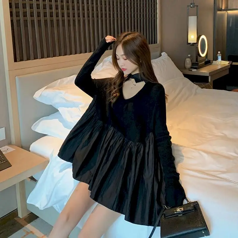 

2021 Summer Sexy Dress Women Clothing Party Dress Gothic Plus Size Vintage Harajuku Korean Night Club Long Sleeve Perspective